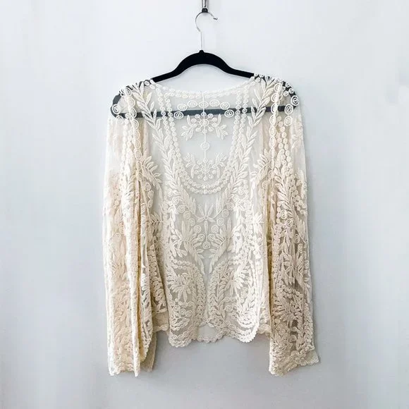 cottagecore creme lace kimono top 🕊🌻 - Picture 5 of 7